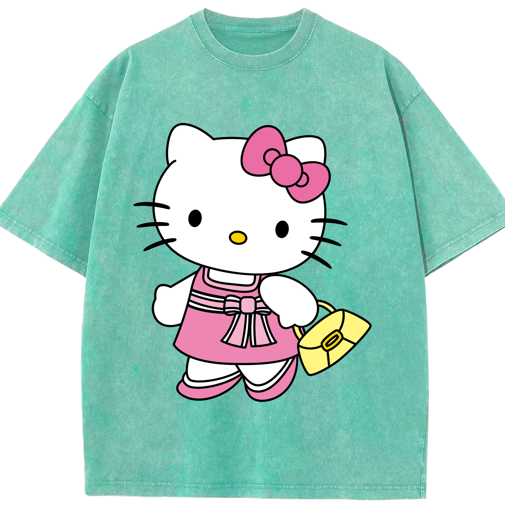 （画像用） Hello Kitty ハローキティ 綿100% ヴィンテージ風 半袖Tシャツ（フロントプリント）